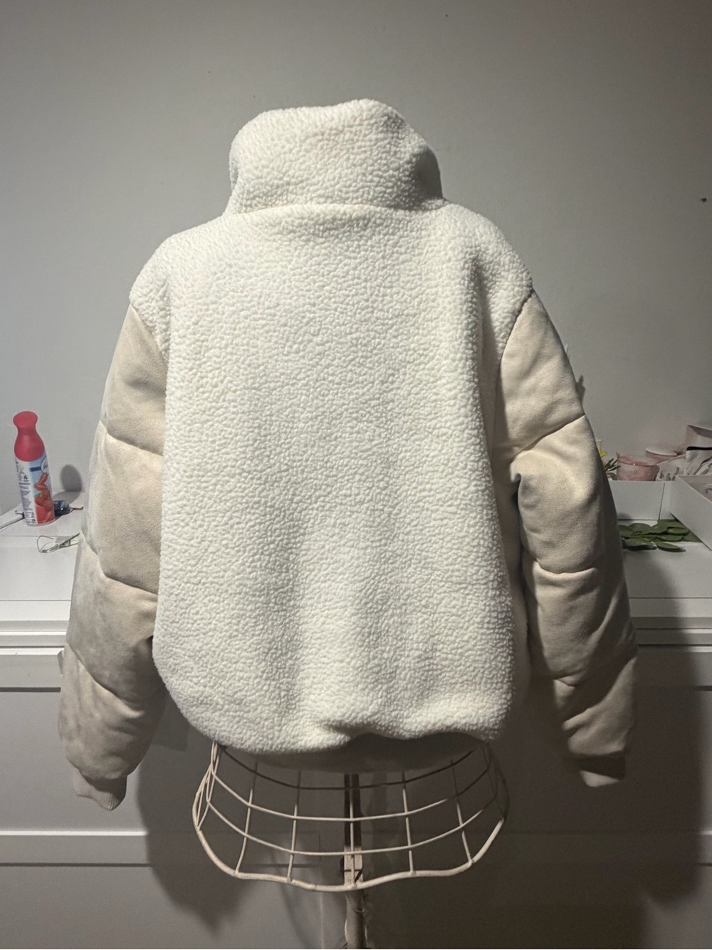 Women’s Cream Sherpa Zip-Up Teddy Jacket - Picture 8 of 8